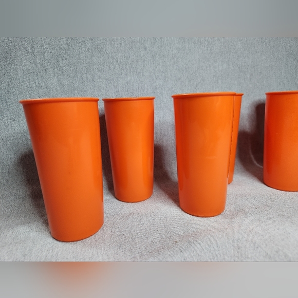 Tupperware 10 oz Vintage Orange Drinking Cups Set of 6 - Picture 3 of 6